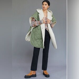 Anthropologie Faux Fur Lined Quilted Cape